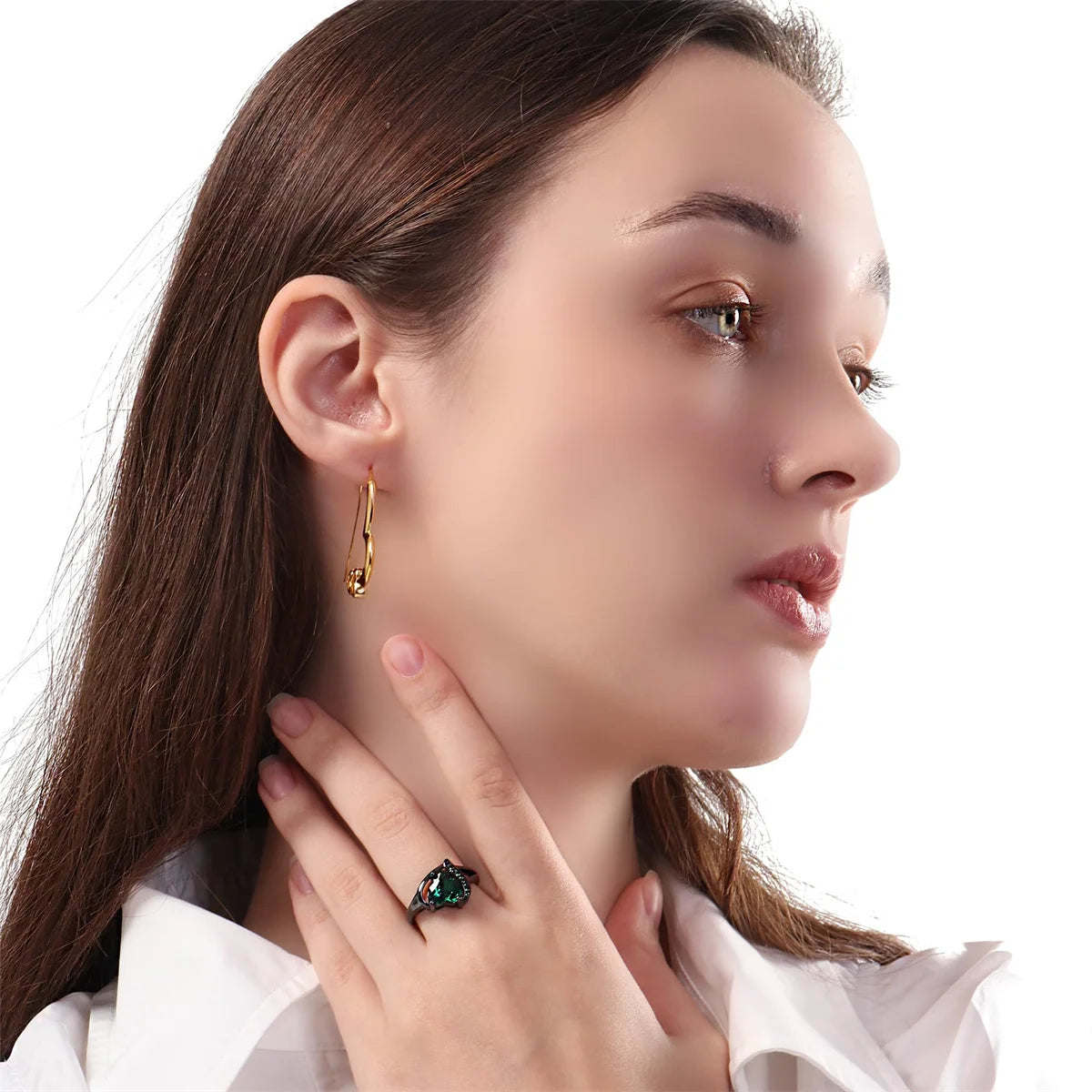 Fashion Couple Rings - Romantic Women Heart Blue Rhinestones Zircon Ring & Men Stainless Steel Celtic Dragon Ring - Wedding Jewelry