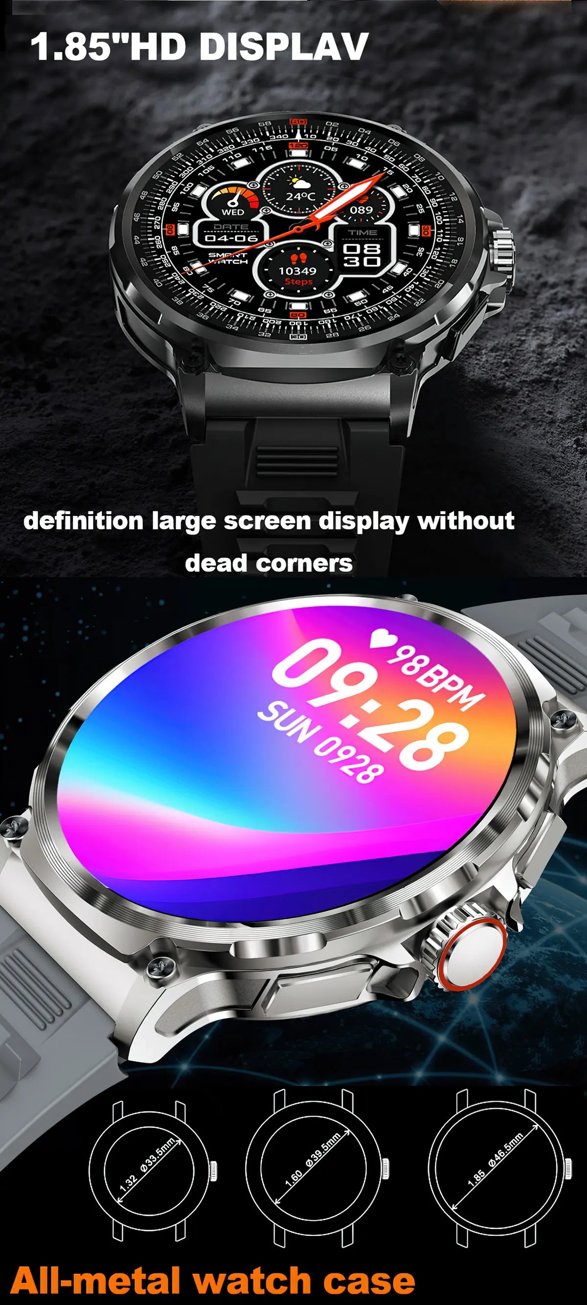 1.85-inch Ultra HD Smart Watch with GPS Tracking, Bluetooth Calling, 710mAh Battery, Sports & Fitness Smartwatch Compatible with Huawei & Xiaomi - USA