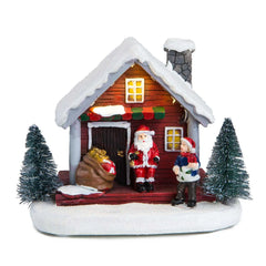Winter Snow Christmas Village Building Santa Village Houses Decoration Figurines Light Up Home Holiday Tabletop Ornament Gifts