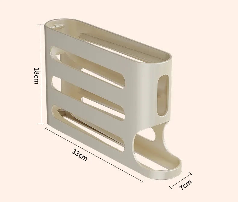 SEO Title: 2–4 Layer Slide Egg Storage Box – Ladder-Style, Large Capacity, Auto-Rolling for Refrigerator Door