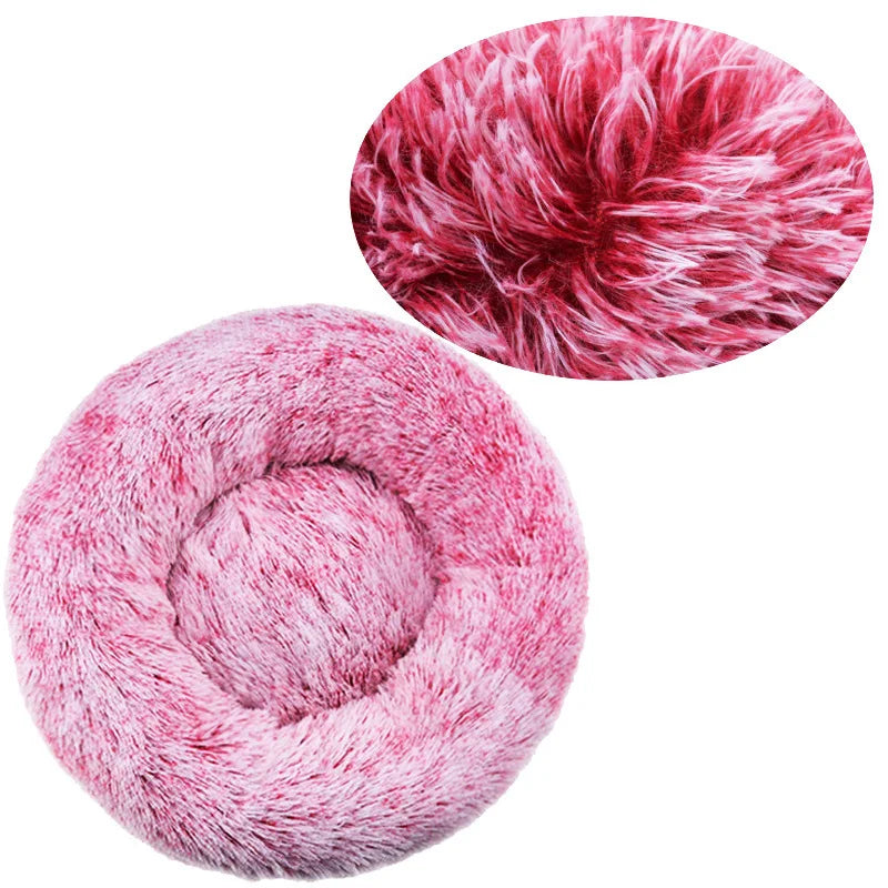40–90cm Round Plush Pet Bed – Super Soft, Warm Dog & Cat Bed for Winter Comfort