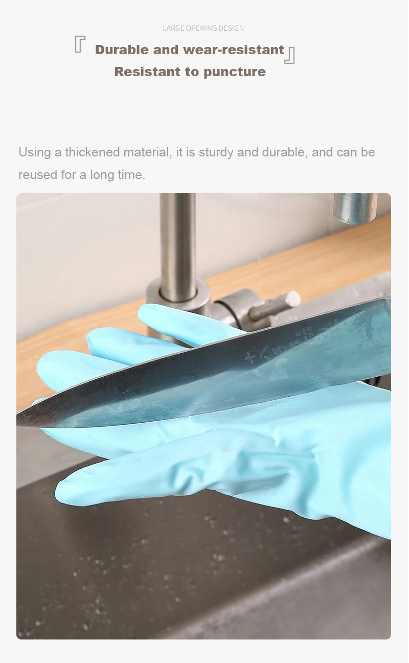 Winter Fleece-Lined Long Waterproof Gloves for Dishwashing and Household Cleaning