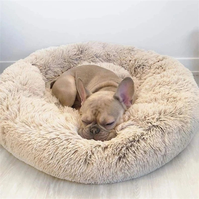 40–90cm Round Plush Pet Bed – Super Soft, Warm Dog & Cat Bed for Winter Comfort