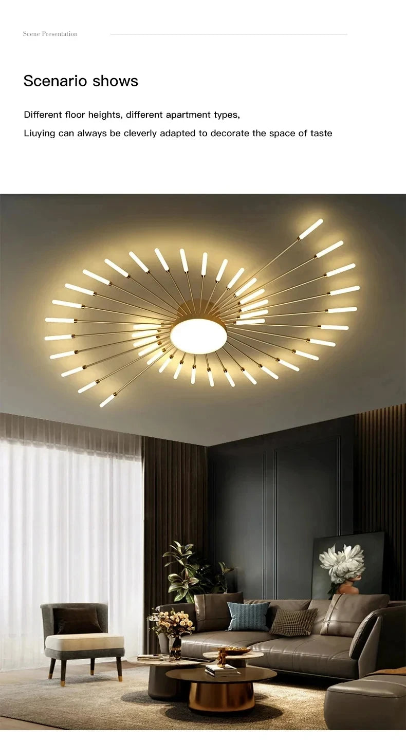 Modern LED Ceiling Chandeliers for Living Room Designer Bedroom Ceiling Lights Fireworks Shape 90-260V Home Decor Ceiling Lamp