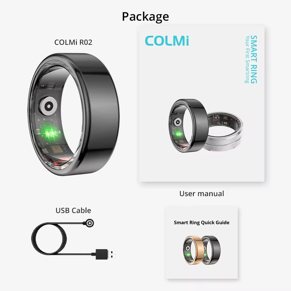 COLMI R02 Smart Ring Military Grade Titanium Steel Shell Health Monitoring IP68 & 5ATM Waterproof Multi-sport Modes